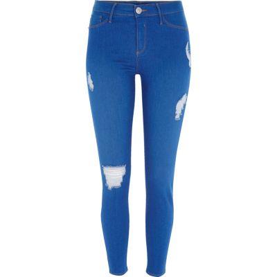 River Island Womens Bright Ripped Going Out Jeggings