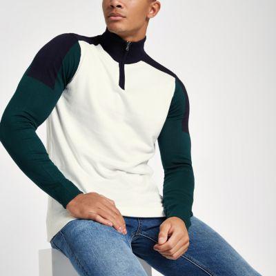 River Island Mens Slim Fit Zip-up Funnel Neck Sweatshirt