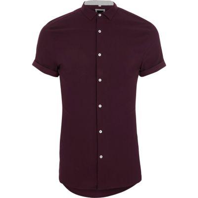 River Island Mens Textured Short Sleeve Skinny Fit Shirt