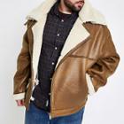 River Island Mens Big And Tall Borg Lined Biker Jacket