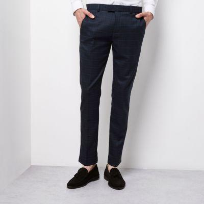 River Island Mens Plaid Skinny Smart Pants