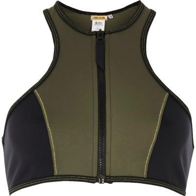River Island Womens Zip Front Racer Bikini Top