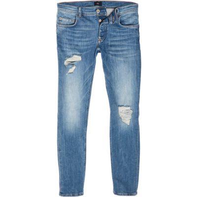 River Island Mens Eddy Skinny Ripped Jeans