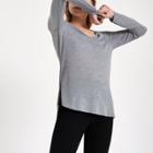 River Island Womens V Neck Long Sleeve T-shirt