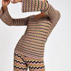 River Island Womens Zig Zag Print Knitted Top