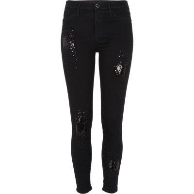 River Island Womens Sequin Embellished Molly Jeggings