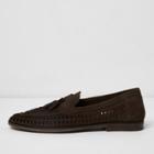 River Island Mensdark Woven Leather Loafers