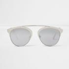 River Island Womens Silver Tone Brow Bar Mirrored Sunglasses