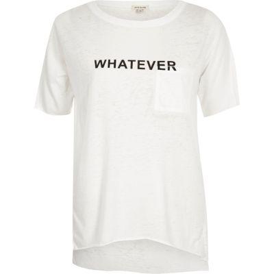 River Island Womens White Word Print T-shirt