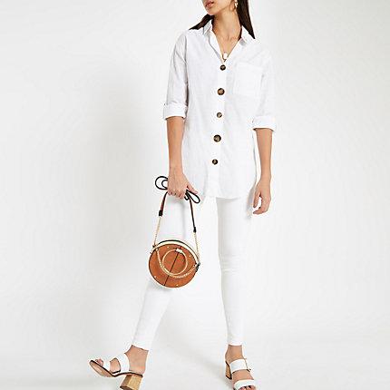 River Island Womens White Button Front Cotton Shirt