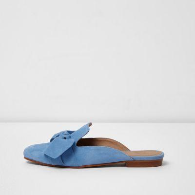 River Island Womens Suede Bow Front Backless Loafer