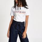 River Island Womens White 'inspirare' Print Fitted T-shirt