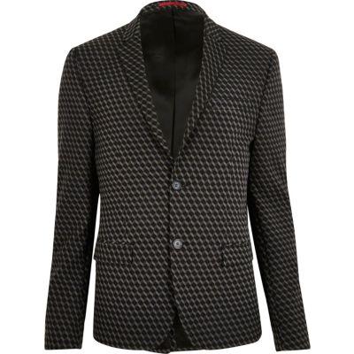 River Island Mens Geometric Print Jacquard Suit Jacket