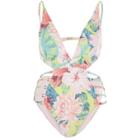 River Island Womens Tropical Strappy Cut Out Swimsuit