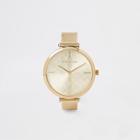 River Island Womens Gold Color Mesh Strap Watch