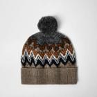 River Island Menslight Fairisle Knit Bobble Hat