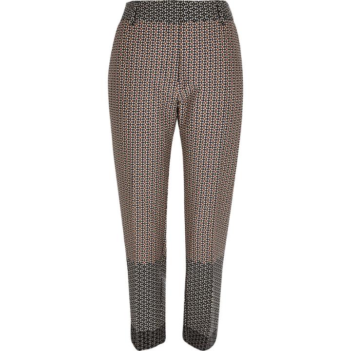 River Island Womens Geometric Pattern Cigarette Trousers