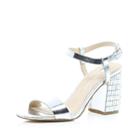 River Island Womens Silver Gemstone Heel Sandals