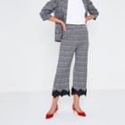 River Island Womens Check Floral Lace Hem Culottes