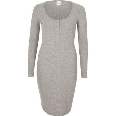 River Island Womens Ribbed Long Sleeve Bodycon Dress