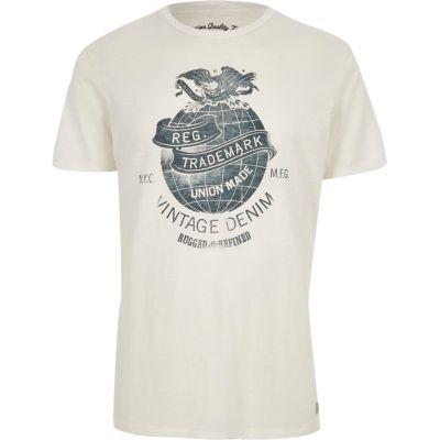 River Island Mens White Jack And Jones Vintage Print T-shirt