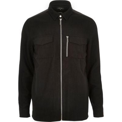 River Island Mens Zip Front Flannel Shirt Jacket