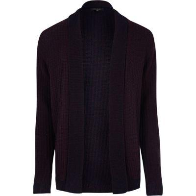 River Island Mensdark Ribbed Open Cardigan