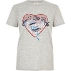 River Island Womens Sequin Heart T-shirt