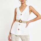 River Island Womens White Button Front Belted Waistcoat