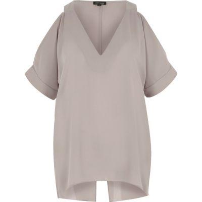 River Island Womens Cold Shoulder Split Back Top