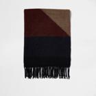 River Island Mens And Camel Blocked Blanket Scarf