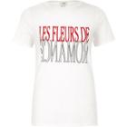 River Island Womens White 'les Fleurs' Flock Print Fitted T-shirt