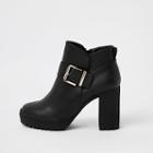 River Island Womens Buckle Crepe Sole Ankle Boots