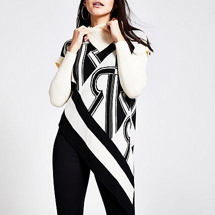 River Island Womens Printed Asymmetric Roll Neck Jumper