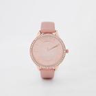 River Island Womens Rose Gold Tone Diamante Round Face Watch