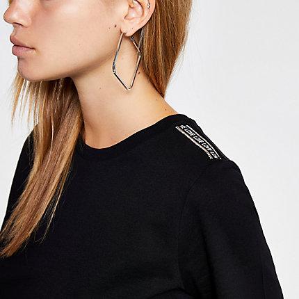 River Island Womens 'love' Rhinestone Trim T-shirt