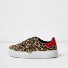 River Island Womens Leopard Print Pony Skin Platform Sneakers