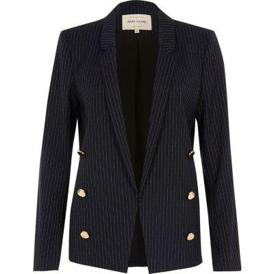 River Island Womens Pinstripe Button Blazer