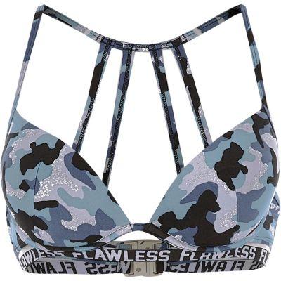 River Island Womens Camouflage Print Bikini Top