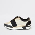 River Island Womens Gold Elasticated Lace-up Runner Trainers