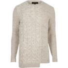 River Island Mens Spliced Cable Knit Sweater