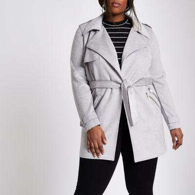 River Island Womens Plus Faux Suede Longline Trench Jacket