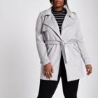River Island Womens Plus Faux Suede Longline Trench Jacket