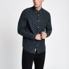 River Island Mens Paisley Long Sleeve Oxford Shirt