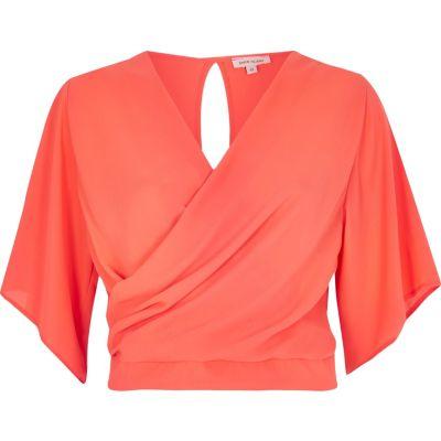 River Island Womens Fluro Wrap Crop Top