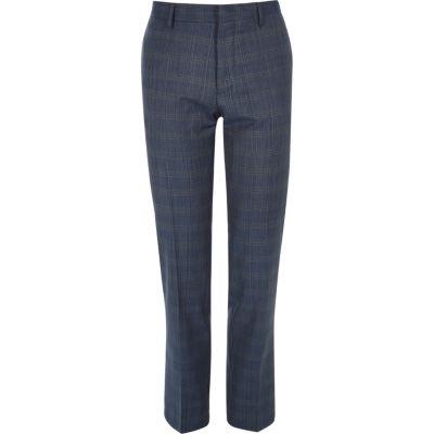 River Island Mens Checked Slim Travel Suit Pants