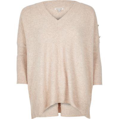 River Island Womens Nude Boxy Knit Sweater