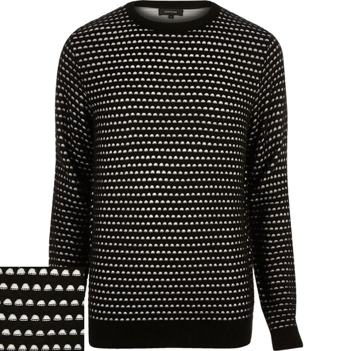 River Island Mensblack Textured Knitted Jumper