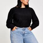 River Island Womens Plus Broiderie Puff Sleeve Top