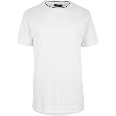 River Island Mens White Longline Mesh T-shirt